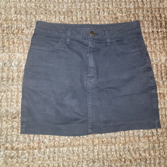 DENIM American Apparel Charcoal Grey Denim mini skirt Small Y2K Hipster - Picture 12 of 16